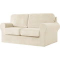 Set Copridivano in Velluto con Coprischienali e Copricuscini Separati Compatibile con Divani da Uno a Quattro Posti Beige