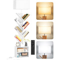 Libreria ad Albero con Luce LED a 9 Ripiani Angolare con Mobile Contenitore Bianca