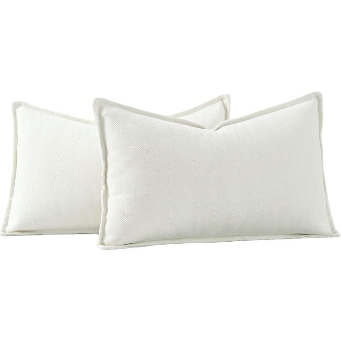 Coppia di Federe in Ciniglia con Bordatura Elegante Colore Bianco 40 ¡Á 60 cm