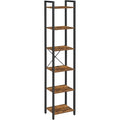 Libreria Industriale a 6 Ripiani per Soggiorno Camera da Letto Studio Marrone Vintage e Nero